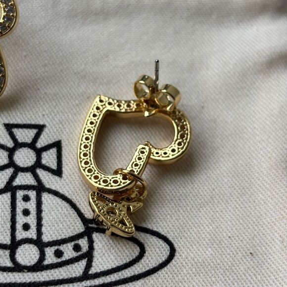 NWOT Vivienne Westwood Gold Heart Earrings - Picture 5 of 7